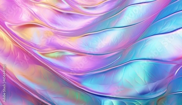 Obraz holographic background in gold, yellow, neon green and white, in the style of light sky-blue and pink, soft crosshatchings, glass as material, light purple and dark gray, water drops, embossed paper, 