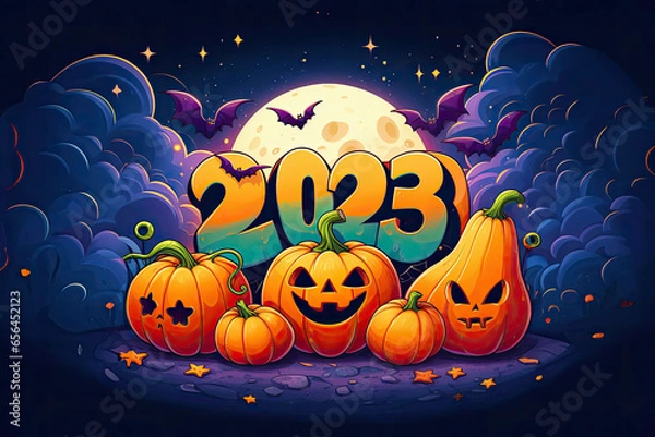 Obraz illustration of Pumpkins in front of "2023"
