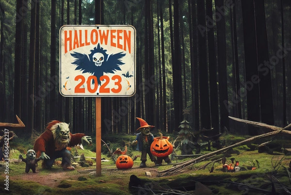 Obraz Halloween 2023 sign in the woods