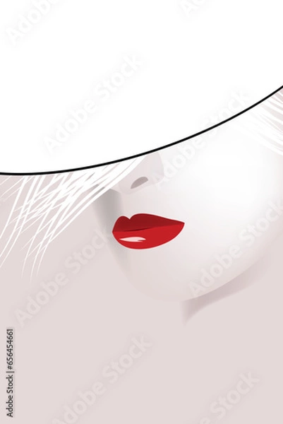 Obraz White Hat, Red Lips