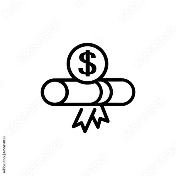 Fototapeta Scholarship icon. Thin linear scholarship outline icon isolated on white background from e learning and education collection. Line vector sign, symbol for web and mobile