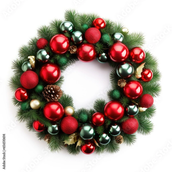 Obraz christmas wreath with red balls