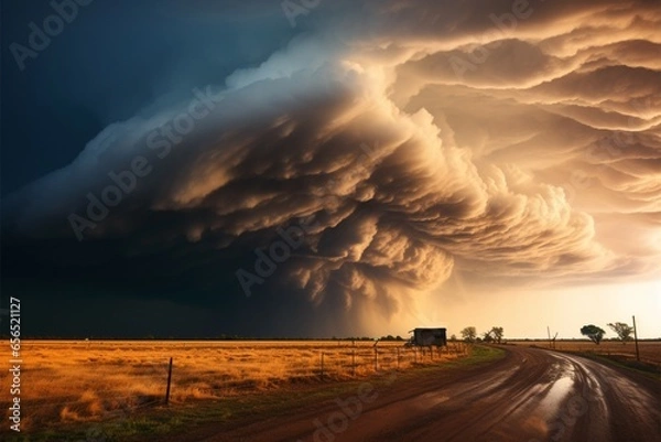 Fototapeta Severe tempest unleashes its fury upon the expansive Great Plains