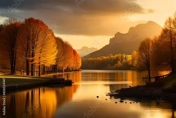 Obraz sunrise over the river