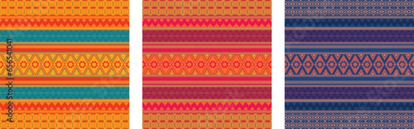 Fototapeta Thai elegant seamless decorative textile patterns and backgrounds