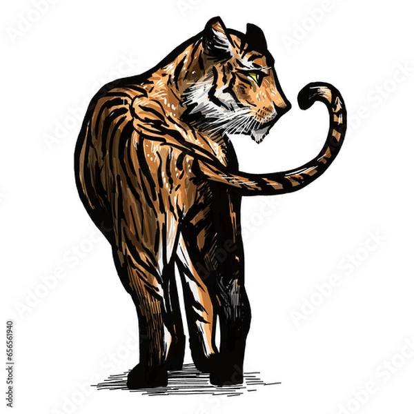 Obraz tiger on white background