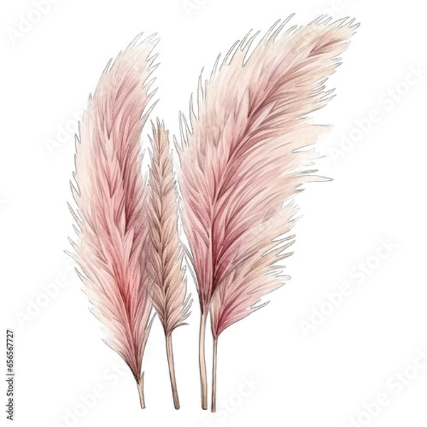 Fototapeta Pampas grass in tan and rose pink gold colors, isolated with transparent background
