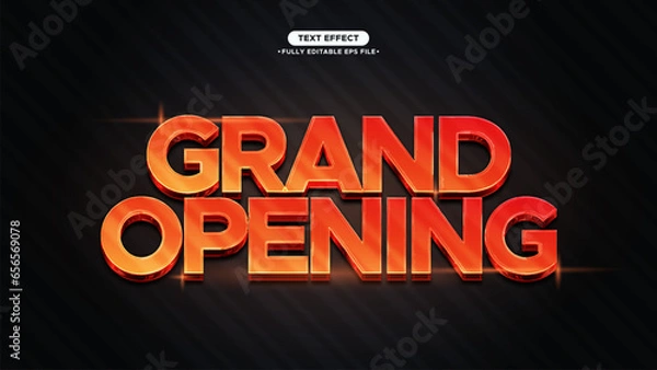 Fototapeta Grand Opening Red Fire Color Vector Text Effect. Luxury and Elegant Style. Editable font and text