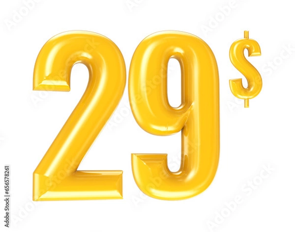 Obraz Number Gold 3D Render