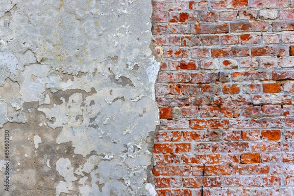 Fototapeta old brick wall texture with cracks