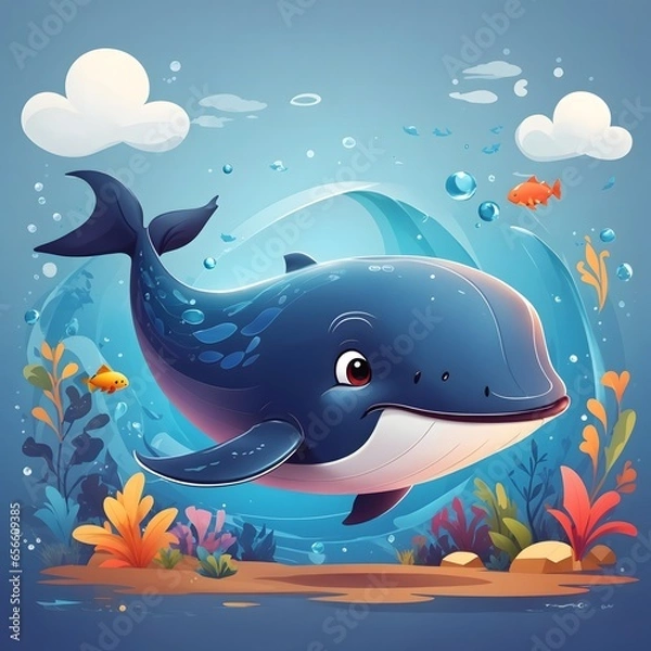 Obraz Blue whale illustration Ai Generative
