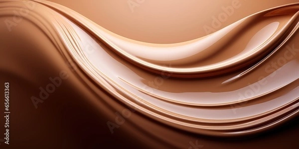 Fototapeta Generative AI, nude beige color background, flowing cream liquid