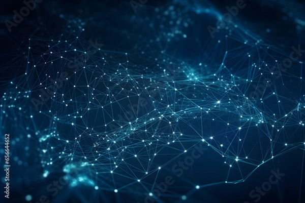 Fototapeta Abstract digital background with connecting dots and lines. Network concept, 3D rendering