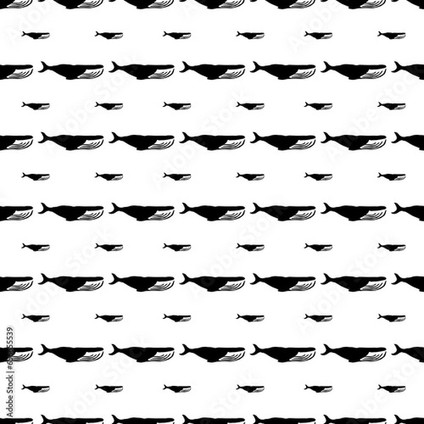 Fototapeta Aquatic Animals Pattern in Minimalistic Design