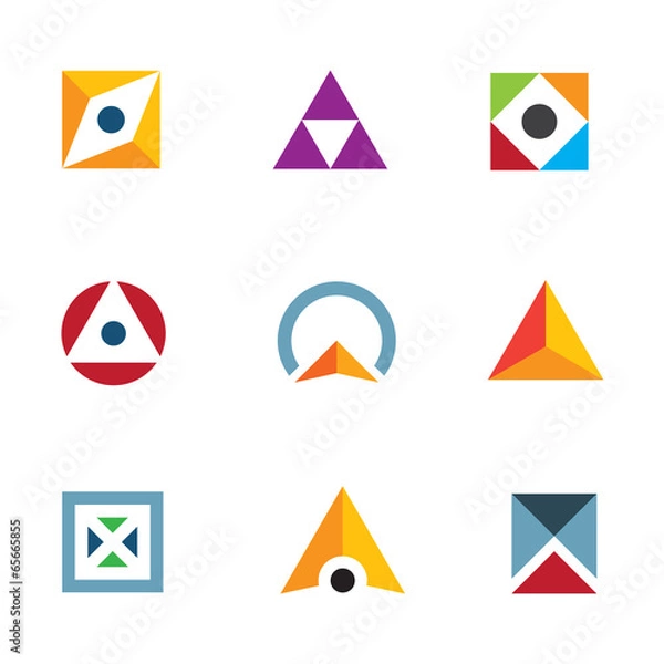 Obraz Geometric shape triangle circle and cube combination logo icon