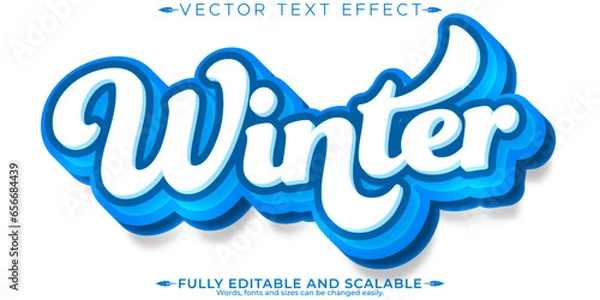 Obraz Winter text effect, editable cold and snow customizable font style