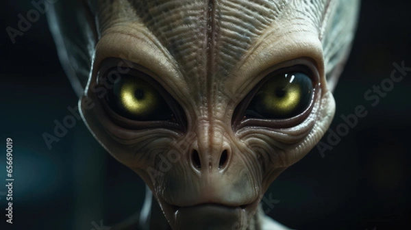 Fototapeta Alien face close up AI generated