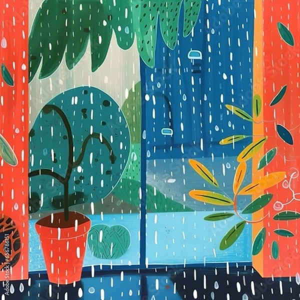 Obraz Design rain in cartoon style