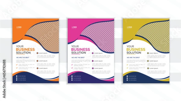 Fototapeta Corporate modern business flyer concept for design vector whit 3colors