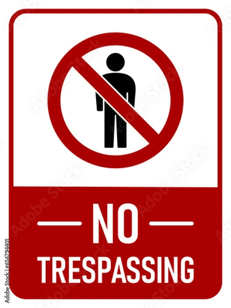 Fototapeta Stop No Trespassing Keep Out Do Not Enter Warning Sign Icon. Vector Image.
