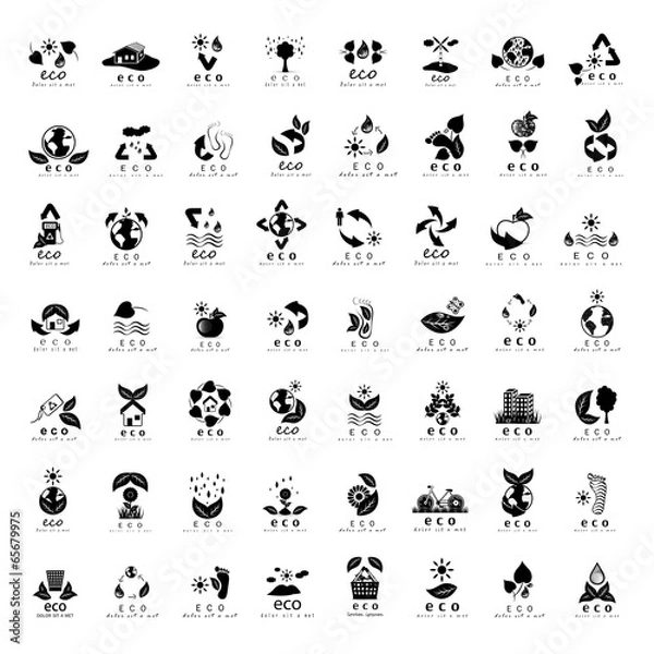 Fototapeta Eco Icons Set - Isolated On White Background