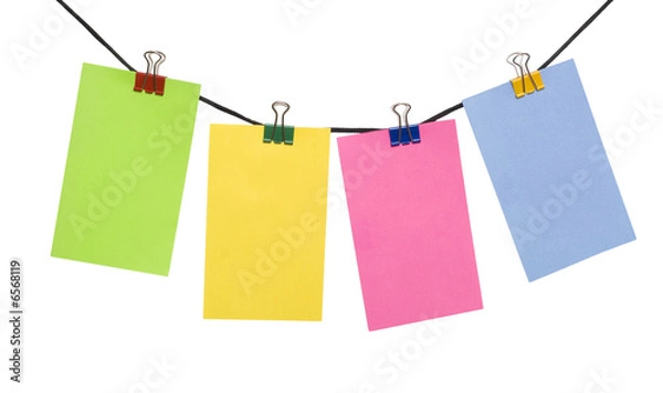 Fototapeta color paper blank on the rope