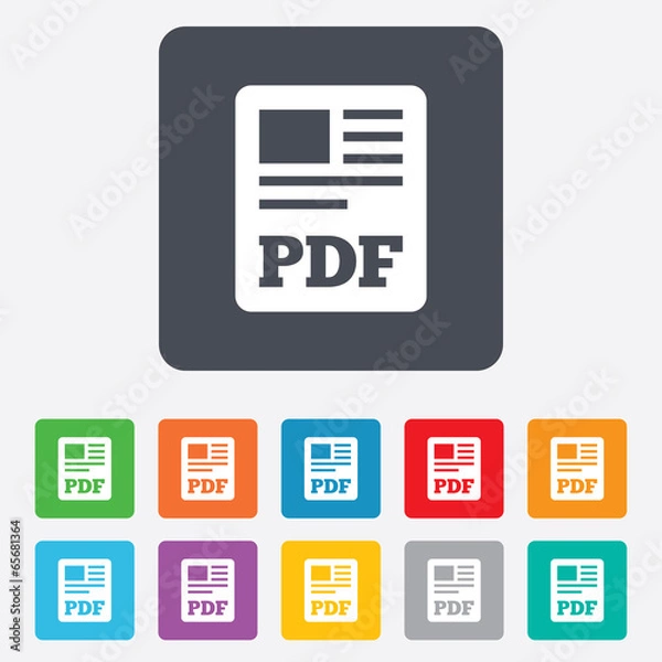Fototapeta PDF file document icon. Download pdf button.