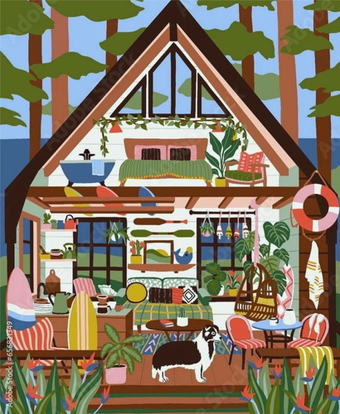 Obraz Simple 2D Interior Vector Illustration