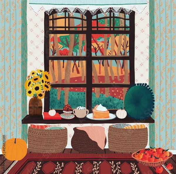 Obraz Simple 2D Interior Vector Illustration