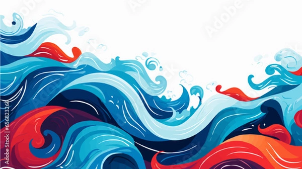 Obraz hand paint Seamless doodle simple art. Wave background.