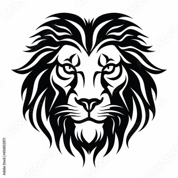 Fototapeta Lion Head Simple Abstract Black and White Logo Design