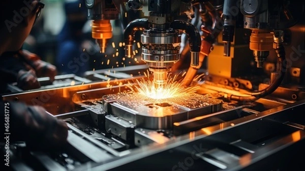 Fototapeta Milling cutting tool in CNC machine
