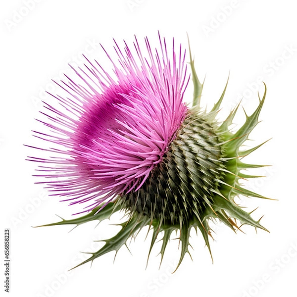 Obraz Milk Thistle, transparent background, isolated image, generative AI
