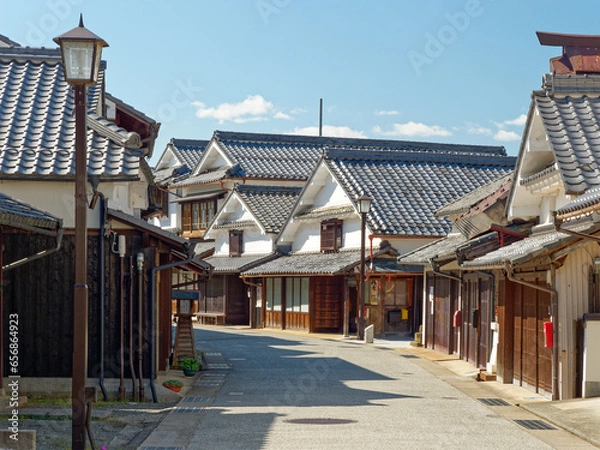 Obraz 兵庫県 丹波篠山市 河原町妻入商家群の町並み