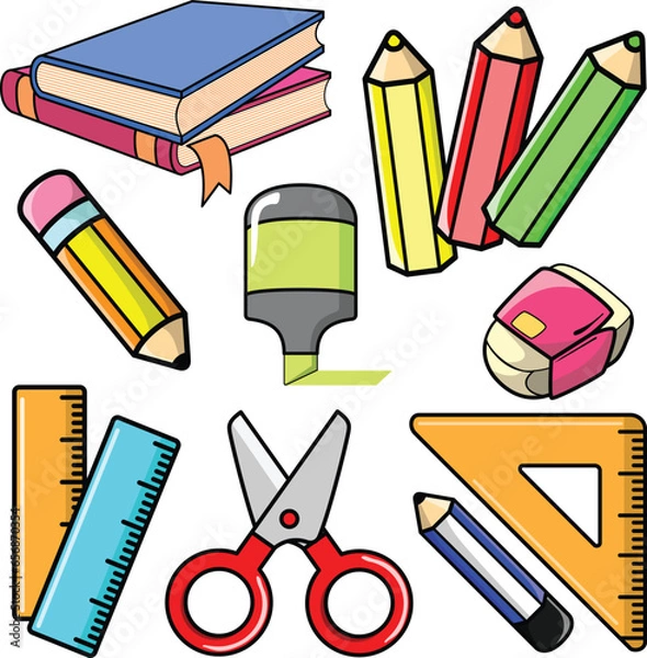 Fototapeta cute element or icon stationery theme vector illustration set