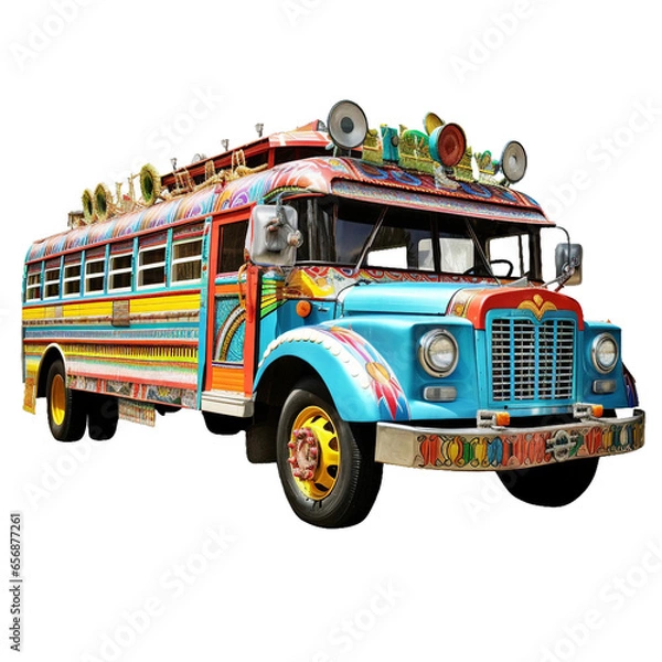 Fototapeta Filipino Jeepney, transparent background, isolated image, generative AI
