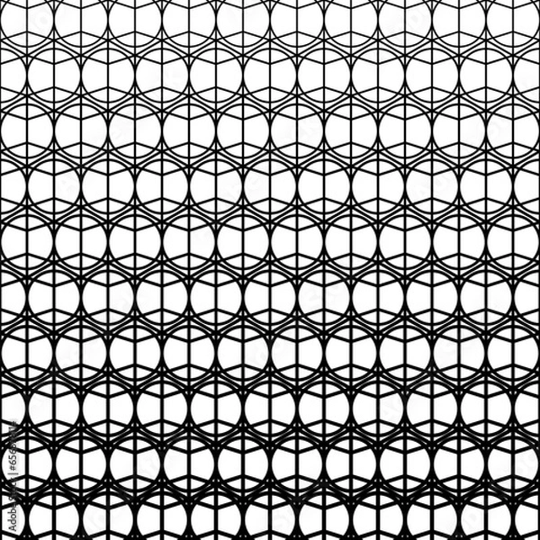 Fototapeta Vector modern circle in cube tattoo geometric seamless halftone pattern