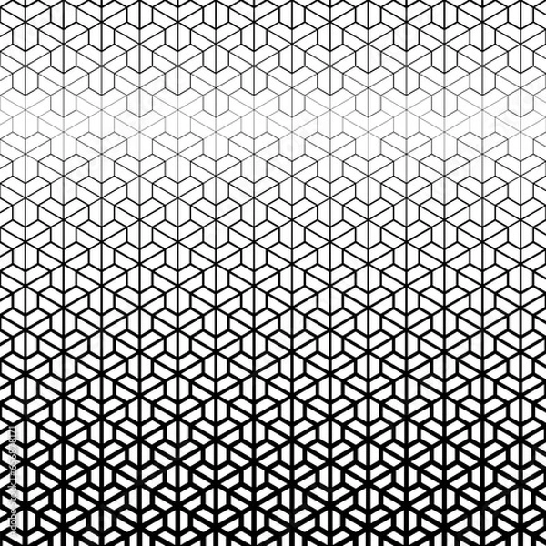 Fototapeta Vector modern gradient hearts tattoo geometric seamless halftone pattern