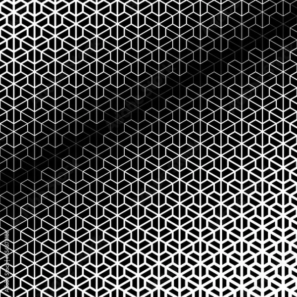 Fototapeta Vector modern inverted gradient hearts tattoo geometric seamless halftone pattern