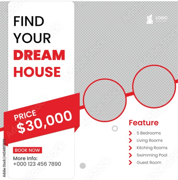Obraz vector real estate social media instagram post and banner template