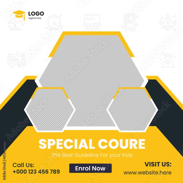 Obraz Vector school admission social media post and web banner template