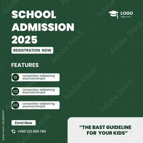 Obraz vector school admission social media post and web banner template