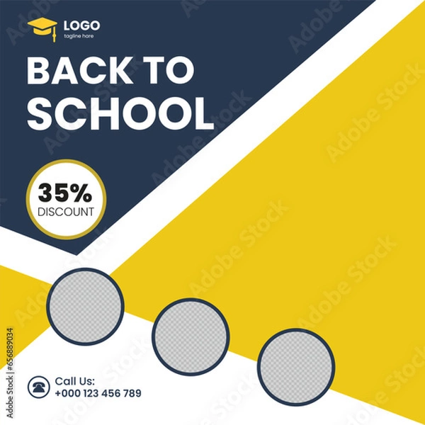 Obraz vector school admission social media post and web banner template