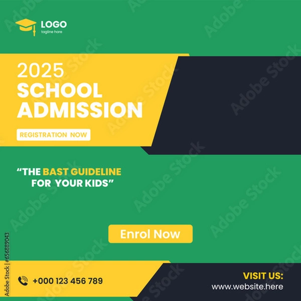 Obraz vector school admission social media post and web banner template