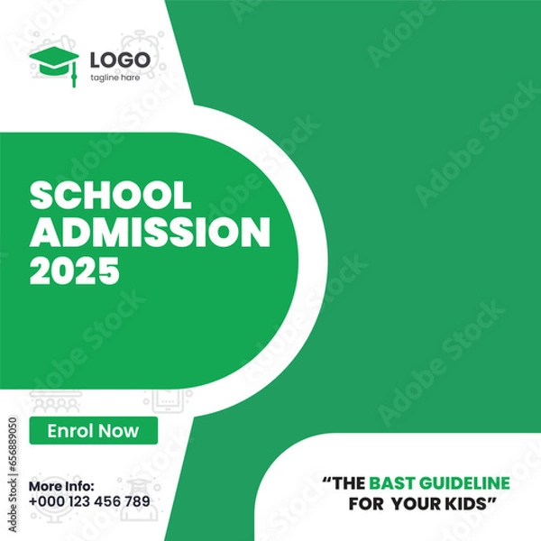 Obraz vector school admission social media post and web banner template