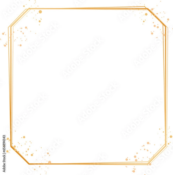 Fototapeta Gold square sparkle frame with gold glitter