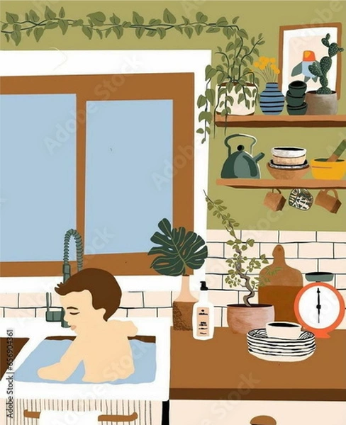 Obraz Simple 2D Interior Vector Illustration