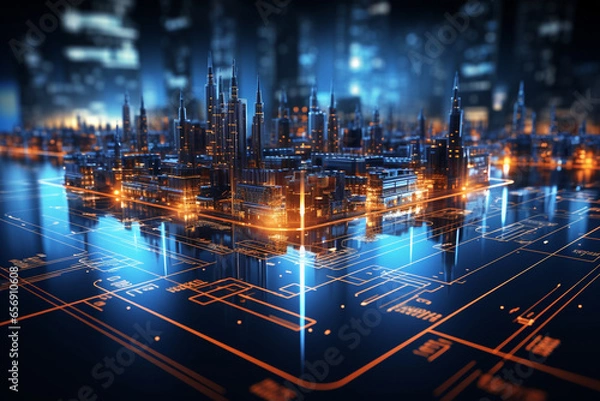 Fototapeta Buiding construction tecnology town concept.