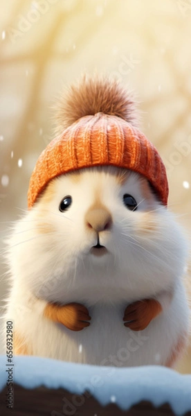 Obraz A very cute capybara in winter