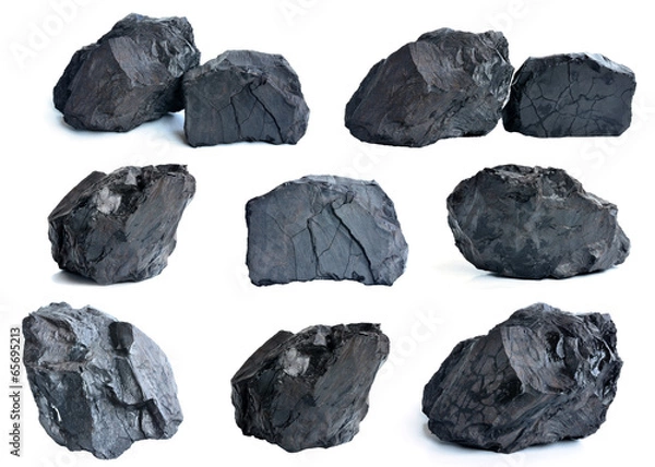 Fototapeta Coal on white background